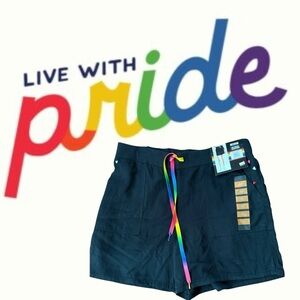 NWT Black Pride Shorts with Rainbow Accents Size M